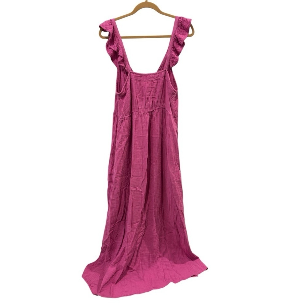 Xirena Leyla Gauze Midi Dress XL Pink Boho Flowy Cotton Sleeveless V Neck - Picture 6 of 13